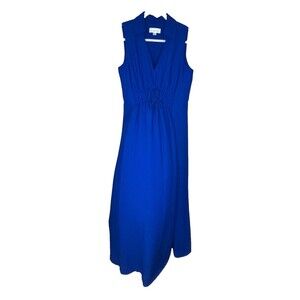 Harper Rose Womens Blue Textured Sleeveless Collared Maxi Dress Size 6 EUC
